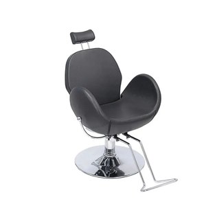 Modern <b>Black</b> <b>Leather</b> Hydraulic <b>Reclining</b> Barber Styling <b>Chair</b> with Headrest and Round Base for Barber Shop - Product Image 5