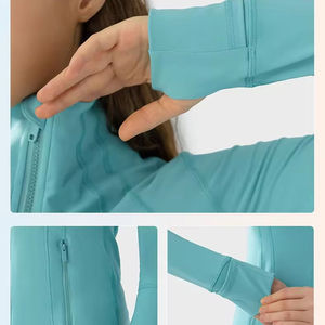 Chaquetas de Yoga Deportivas para Mujer al por Mayor, Tops de Nylon Suave Acanalado, Ajuste Delgado sin Costuras, Chaqueta de Fitness con Cierre y Manga Larga, OEM 2025 - Product Image 5