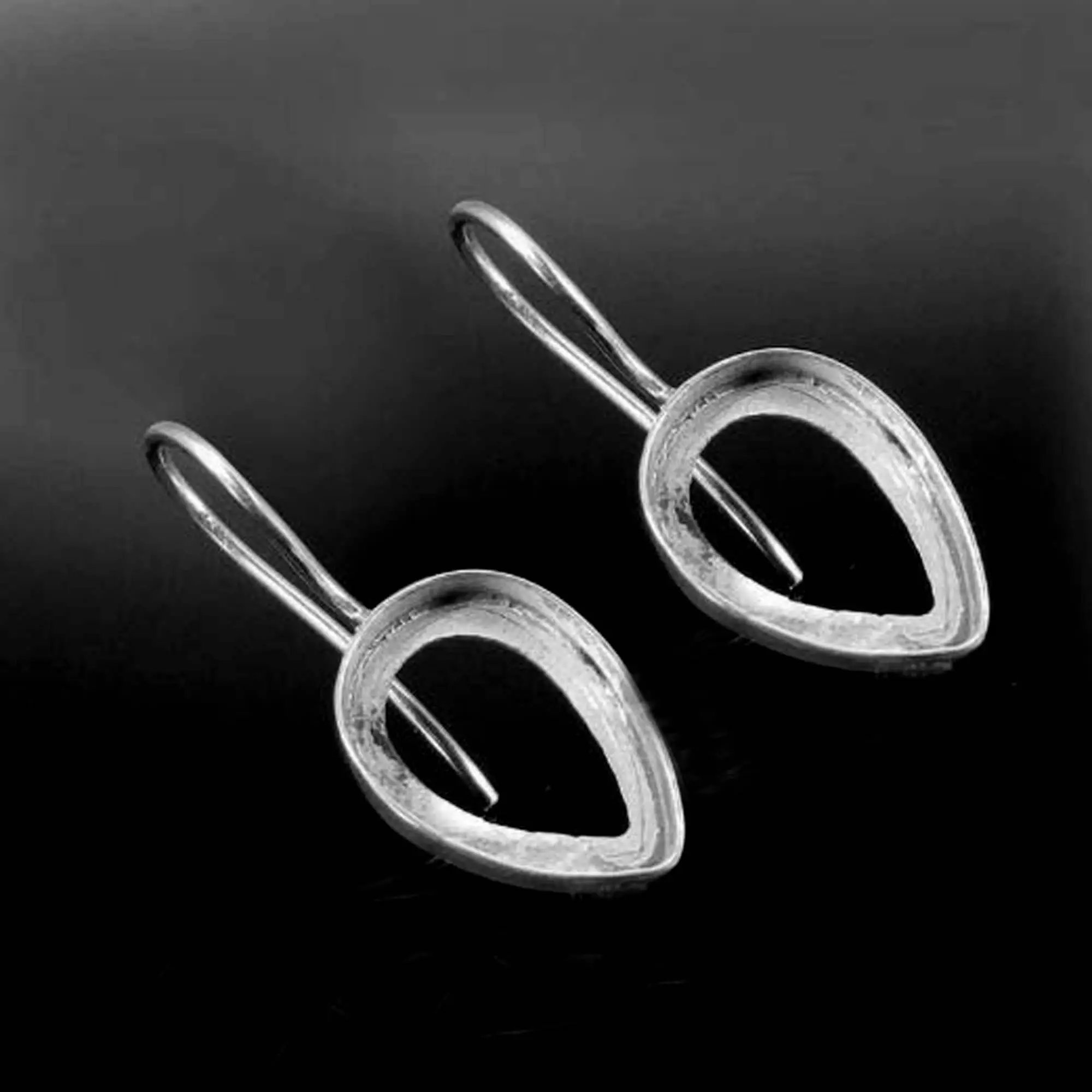 Component Supply 925 Sterling Silver Pear 4x6mm to 15x20mm Mounting Bezel Dangle Earring DIY Collet Metal Casting For Settings