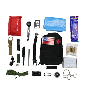 New142 piezas de equipo y equipo de supervivencia profesional Kit de supervivencia de emergencia y botiquín de primeros auxilios de aventura al aire libre para acampar