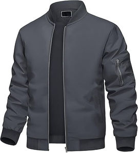 Venta al por mayor de los hombres de alta calidad chaquetas ligeras con bolsillos laterales cálidos Chenille bordado chaqueta de bombardero Unisex chaqueta de bombardero de satén - Product Image 1