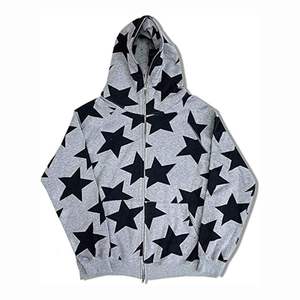 เสื้อฮู้ดผ้าฝ้ายฟลีซแบบมีซิปเต็มตัว ลายดาว พิมพ์ลายตามสั่ง ไซส์ XS เสื้อฮู้ดลำลองสำหรับฤดูหนาว สำหรับผู้ชายและผู้หญิง - Product Image 4