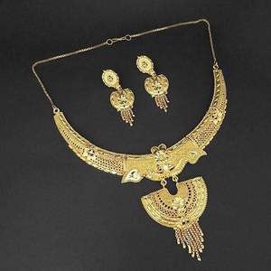 Kalyani Vintage 18K <b>Gold</b> Plated Brass Necklace <b>Set</b> with <b>Earrings</b> Zircon Stones Copper Main Material-1108196 - Product Image 1
