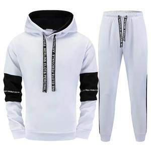 Nouveaux hommes hiver survêtement couleur unie pulls décontractés en plein air sport Jogging une pièce à capuche pantalon 100% coton polaire - Product Image 4