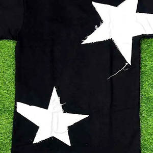 T shirt personnalisé en coton épais pour hommes T Shirts Custom Distressed Embroidered Patched Men Boxy Vintage T Shirt - Product Image 2