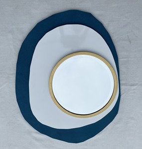 Miroir décoratif style industriel en faux cuir shagreen, finition brossée de qualité commerciale pour usage domestique et commercial - Product Image 3
