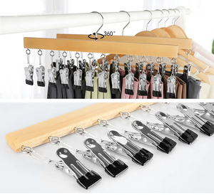 도매 다기능 나무 12 금속 클립 공간 절약 옷걸이 옷장 주최자 보관 레깅스 바지 - Product Image 2