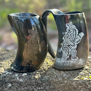 Authentic Eco-Friendly Viking Horn <b>Mug</b> Handmade Buffalo Horn Food Grade Medieval Style Religious Feng Shui Animal Beer <b>Mug</b> - Product Image 1