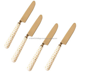 Couteaux à beurre de table en acier inoxydable de qualité supérieure avec poignée à pois (lot de 4) - Product Image 1