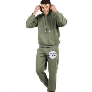 Sudadera de lana de 2 piezas para hombre, sudadera cálida de invierno, chaqueta y pantalones de chándal, conjunto de pantalones de chándal y Sudadera con capucha - Product Image 4