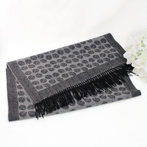 100% Châle tissé en cachemire mongol personnalisé Hijab 70x200 cm gris foncé et gris pour l'hiver pour les saisons froides - Product Image 1