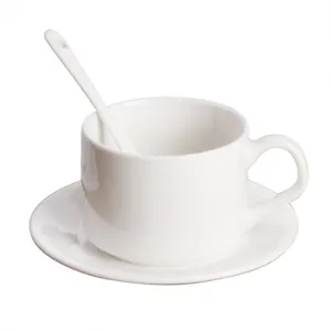 Tùy chỉnh in thăng hoa cốc cà phê 11 oz trắng gốm cốc cà phê thiết lập với xử lý cho máy rửa chén & lò vi sóng an toàn