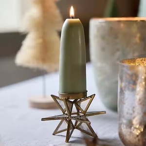 Impresionantes candelabros de luz de té con forma de estrella de Metal dorado y cristal decorativos para decoración de luces de hogar y eventos - Product Image 1