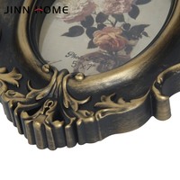 Cadre photo ovale en plastique de style baroque vintage - Cadre photo orné en or antique et noir pour affichage sur bureau