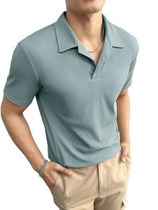 Camiseta informal sólida de media manga con cuello de polo de ajuste regular para hombre de alta calidad - Product Image 6