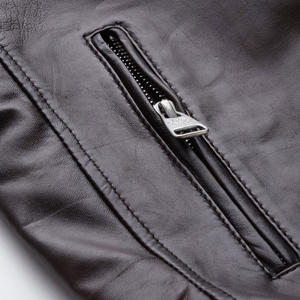 Chaqueta de Cuero para Hombre, Gruesa, para Exteriores, Impermeable, con Cierre, Estilo Motero, Servicio OEM, Chaqueta Personalizada para Hombre, 2025 - Product Image 5