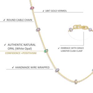GOODSTONE Natural White Opal Beaded Chain <b>Necklace</b> for Women in <b>925</b> Sterling <b>Silver</b> Yellow Gold Size 18 IN Birthstone Jewelry - Product Image 4