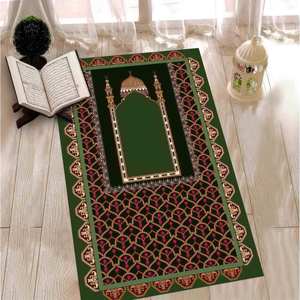 Tapis imprimé - Tapis de prière vert, design islamique personnalisé, lavable en machine, avec tapis à poils doux - Product Image 3