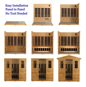 Sauna de infrarrojos lejanos para 3 personas, de madera de abeto antigua, con luz infrarroja media de 1950W, control por WiFi, Bluetooth y aplicación, para uso en interiores y exteriores. - Product Image 3