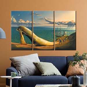 Impresión en lienzo abstracta de arte surrealista moderno - Decoración elegante para oficina, 3P:Gallery Wrapped - Product Image 1