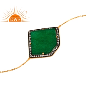 Pulsera de Eslabones de Plata 925 Chapada en Oro de 18k, Colección Clásica Hecha a Mano, Joyería con Aventurina Verde, Fabricante de Pulseras - Product Image 3