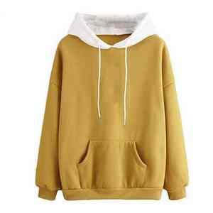 เสื้อกันหนาวผ้าย้อมสีพื้นทำจากผ้าโพลีเอสเตอร์/ ผ้าฝ้ายแบบลำลองทรงสลิมฟิตสไตล์ฮิปฮอป - Product Image 1