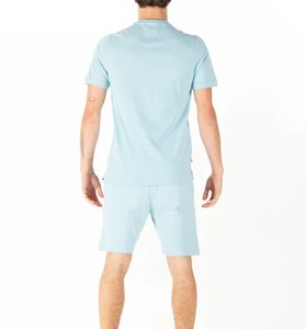 Ensemble de t-shirts et shorts coupe ajustée en coton peigné à séchage rapide pour hommes Twinset avec col rond manches courtes pour l'été solide et léger - Product Image 2