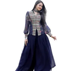 Bordado pesado hecho a mano Kurta Georgette Lehenga traje indio pakistaní boda fiesta desgaste a precio - Product Image 1
