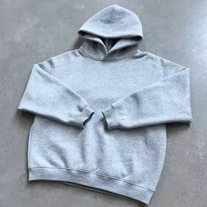 Produit de vente chaud pur pull uni surdimensionné personnalisé à capuche mélangé pour hommes et femmes avec poches et cordons de serrage pour les deux - Product Image 5