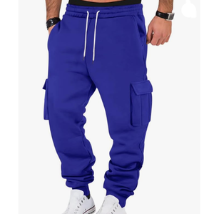 BD hommes décontracté Cargo pantalons de survêtement avec bouton décoration poids lourd taille élastique Baggy survêtement pantalon polaire pantalon avec poches - Product Image 1