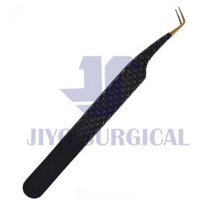 Pince à cils noire Pince à épiler en acier inoxydable de précision pour extensions de cils, application et isolation - Product Image 2