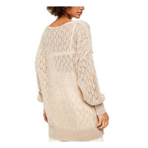 Cardigan beige premium in maglia traforata da donna Free People, modello Say Hello, taglia S, traspirante, sottile, stile shrug, per l'autunno. - Product Image 2