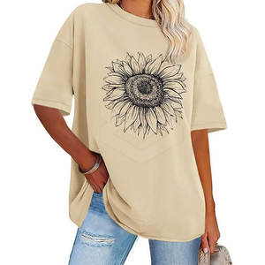 บริการ OEM เสื้อยืดโอเวอร์ไซส์ผู้หญิงขายดีสำหรับฤดูร้อน ผ้าฝ้าย 100% ระบายอากาศได้ดี เป็นมิตรกับสิ่งแวดล้อม ทรงหลวม รับสกรีนโลโก้ ขายส่ง - Product Image 1