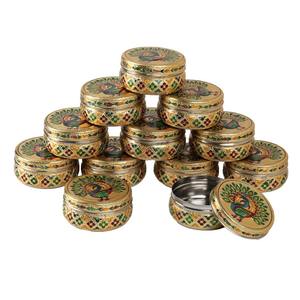 Caja de acero floral Meenakari, recuerdo de boda tradicional indio, contenedor dulce, juego de regalo de almacenamiento Tiffin para fiesta Eid - Product Image 3