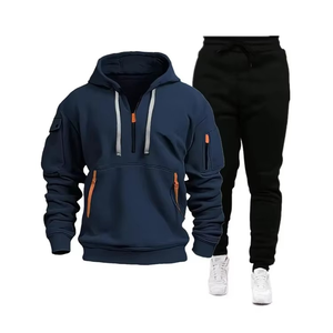 Tenue de sport décontractée 2 pièces avec logo personnalisé OEM pour hommes, survêtement de jogging brodé avec capuche et pantalon de survêtement, ensemble survêtement - Product Image 6