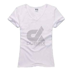 T-shirt col en V 100 % coton pour femmes et filles, vierge, personnalisable avec logo numérique, tendance, vente en gros - Product Image 1