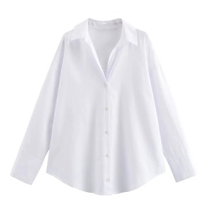 2025 primavera nueva camisa de popelina de una sola botonadura con cuello abatible versátil informal a la moda y elegancia para mujer - Product Image 2