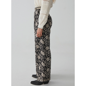 Pantalones Cargo Magnolia Pepa de Pierna Ancha con Cintura Alta, Bordados a Mano, Transpirables y de Estilo Casual con Cierre Elástico - Product Image 3