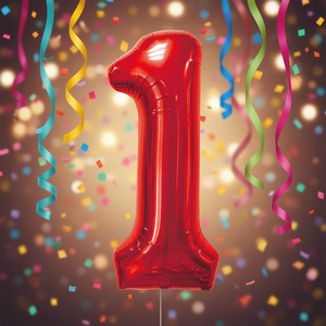 Palloncini Numero Rosso N1 45cm, Confezione da 12 Pezzi - Product Image 3