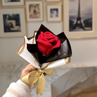 Buatan tangan benang wol massal bunga Crochet Tulip mawar bunga matahari buket untuk Hari Valentine vas pernikahan oleh penerima India