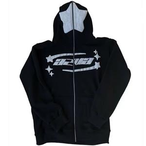 OEM Custom Oversized 100% Cotton Heavyweight Streetwear Full Face Zip up 3D Puff Print Unisex <b>Hoodie</b> - Product Image 6