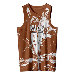 Maillot et short de basketball personnalisés 100 % polyester respirant imprimé, uniforme grande taille avec logo frontal pour joueurs adultes, tenue de jeu - Product Image 2