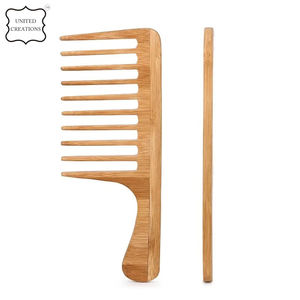 Peine de bambú reciclable ecológico con logotipo personalizable, peine de madera biodegradable sin estática con dientes anchos, mango de PC para el hogar en caja - Product Image 5