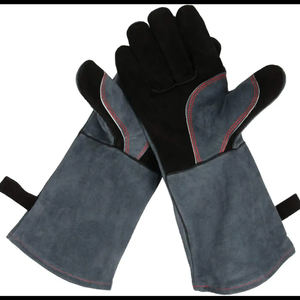 Guantes de soldadura de piel de vaca Guantes de trabajo de cuero resistentes al calor Guantes de seguridad resistentes para patios de soldadura de construcción industrial - Product Image 6