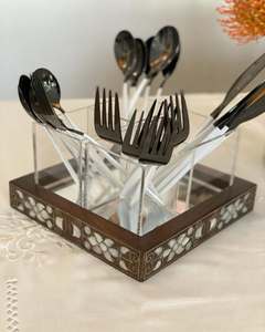 Porte-cuillère en acrylique avec MOP, taille personnalisée, boîte cadeau pour le Ramadan et l'Aïd, pour la maison, l'hôtel, bord en bois artisanal de luxe - Product Image 5