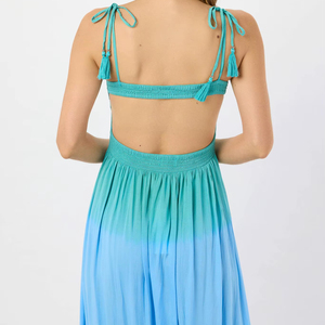 Robe maxi de plage sans manches à col mandarin et dos nu, 100% coton, écologique et anti-froissement, respirante, style vintage - Product Image 1