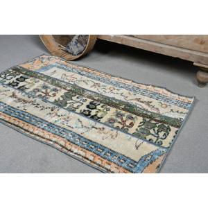 Alfombra turca Vintage de 2x3 pies, felpa de lana verde Beige, rectángulo clásico de área grande con diseño de retazos para decoración de habitación de pasillo - Product Image 5