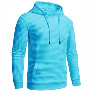 Sweat-shirt gaufré bleu vif pour homme, pull urbain aqua vibrant, taille et design personnalisés - Product Image 4