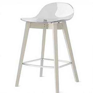 Taburete Fijo Moderno con Estructura de Madera Maciza y Asiento de Policarbonato, Tapicería de Tela Ecológica para Apartamentos y Escuelas - Product Image 1