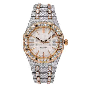 Reloj de Pulsera Unisex Estilo Hip Hop con Diamantes Tallados Miyota, Correa de Acero Inoxidable de Lujo, Esfera Analógica de Cuarzo Deportiva, Cristal, Encanto, Moda - Product Image 1